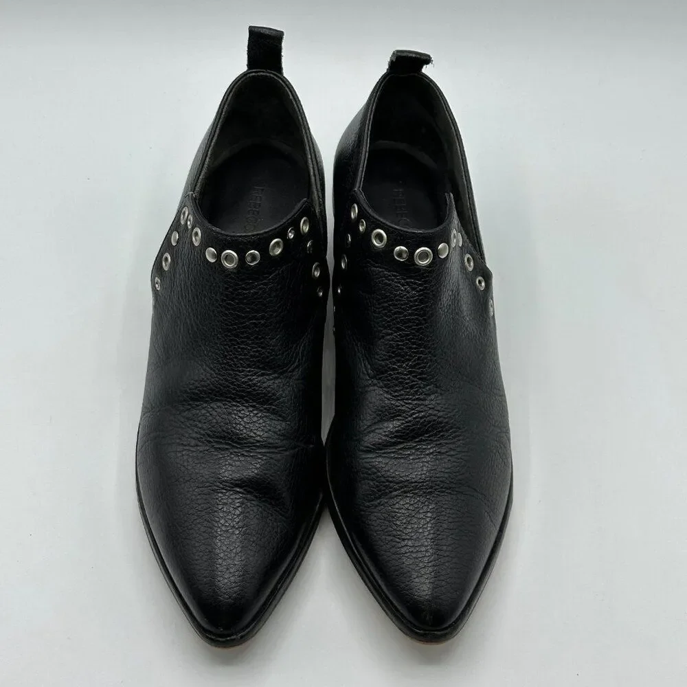 Rebecca Minkoff Annette Grommet Bootie Soft Pebble Grain Leather Slip On 7.5